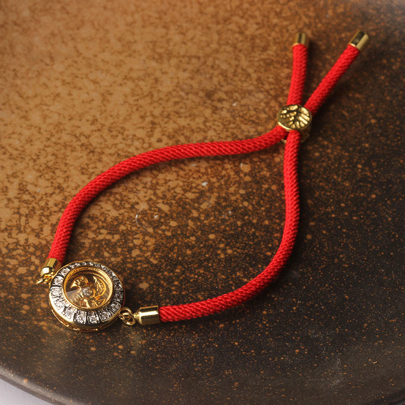 Buddha Stones Copper Brass Feng Sheng Shui Qi Rotatable Windmill Red String Faith Braided Bracelet - image 12