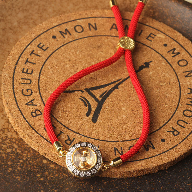 Buddha Stones Copper Brass Feng Sheng Shui Qi Rotatable Windmill Red String Faith Braided Bracelet - image 8