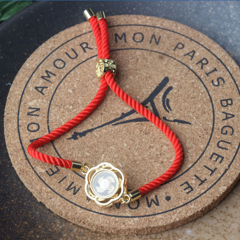 Buddha Stones Rotatable Plum Red String Copper Brass Windmill Feng Sheng Shui Qi Protection Braided Bracelet - image 11