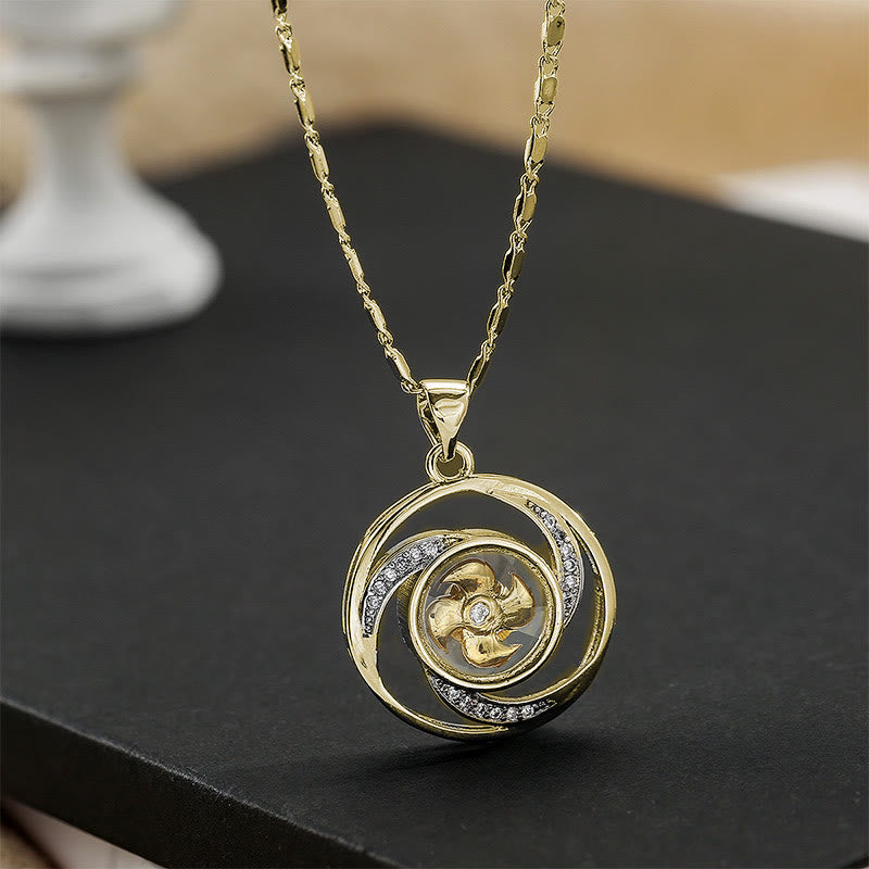 Pendentif de collier chanceux en forme de moulinet rotatif, en cuivre doré Foviel