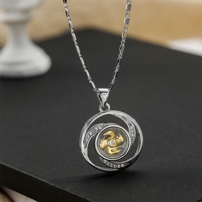 Foviel Gold plated Copper Brass Rotatable Windmill Luck Necklace Pendant