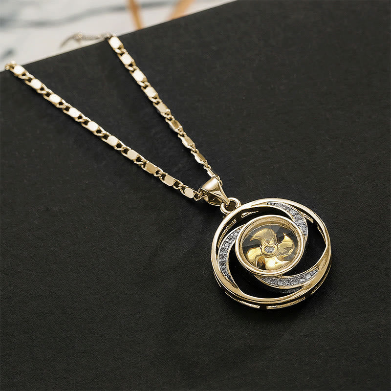 Pendentif de collier chanceux en forme de moulinet rotatif, en cuivre doré Foviel
