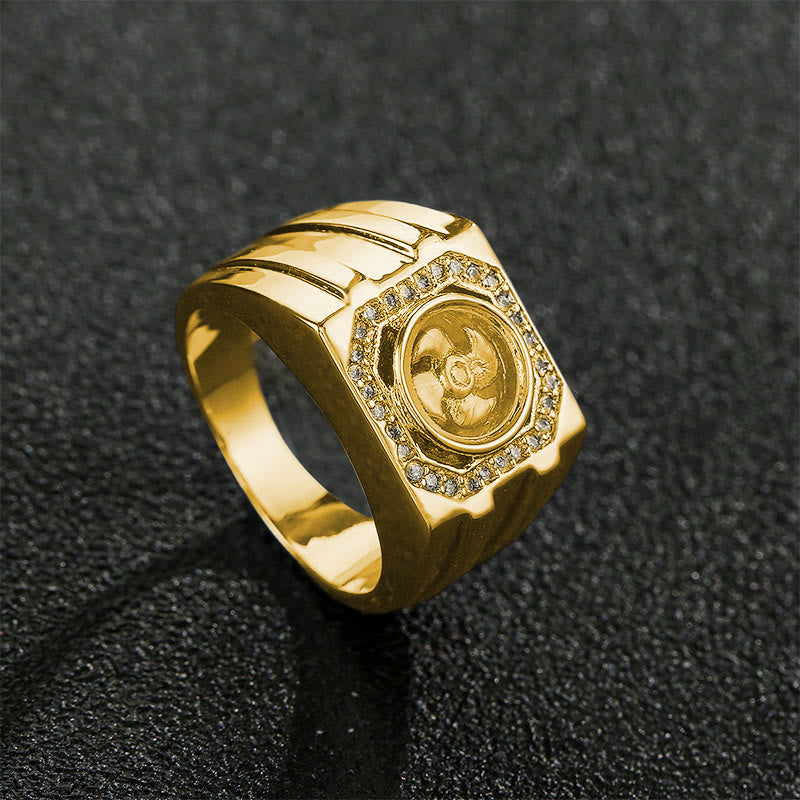 Buddha Stones Gold Plated Copper Brass Windmill Healing Ring Ring BS 2