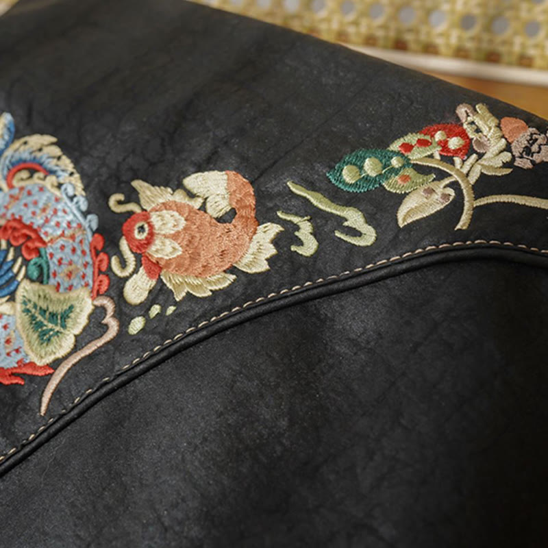 Buddha Stones Fish Flower Phoenix Embroidery Xiangyunsha Silk Shoulder Bag Shoulder Bag BS 14