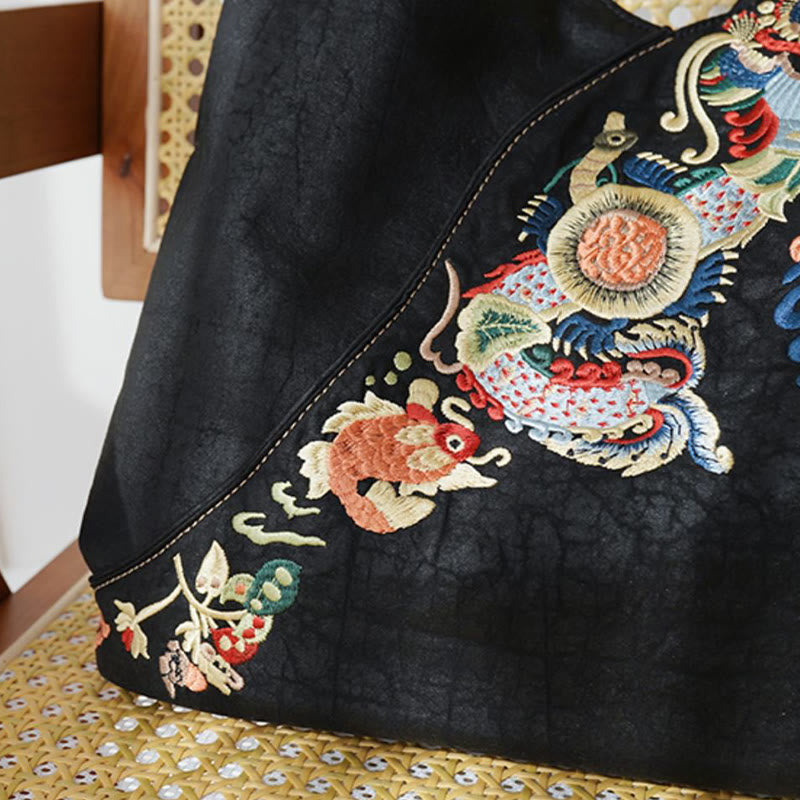 Buddha Stones Fish Flower Phoenix Embroidery Xiangyunsha Silk Shoulder Bag Shoulder Bag BS 9