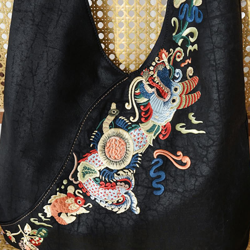 Buddha Stones Fish Flower Phoenix Embroidery Xiangyunsha Silk Shoulder Bag Shoulder Bag BS 8