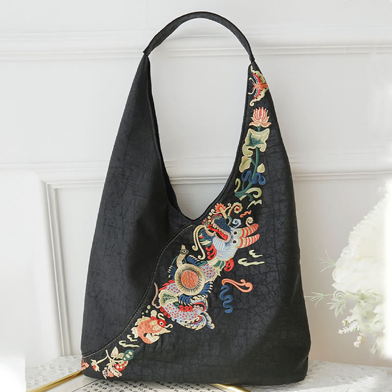 Buddha Stones Fish Flower Phoenix Embroidery Xiangyunsha Silk Shoulder Bag Shoulder Bag BS 2