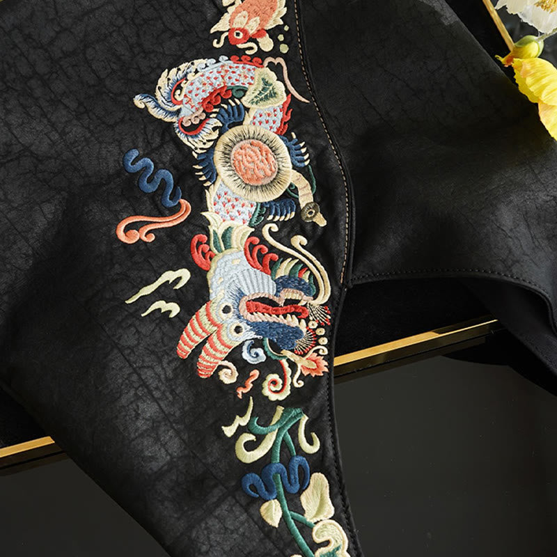 Buddha Stones Fish Flower Phoenix Embroidery Xiangyunsha Silk Shoulder Bag Shoulder Bag BS 10