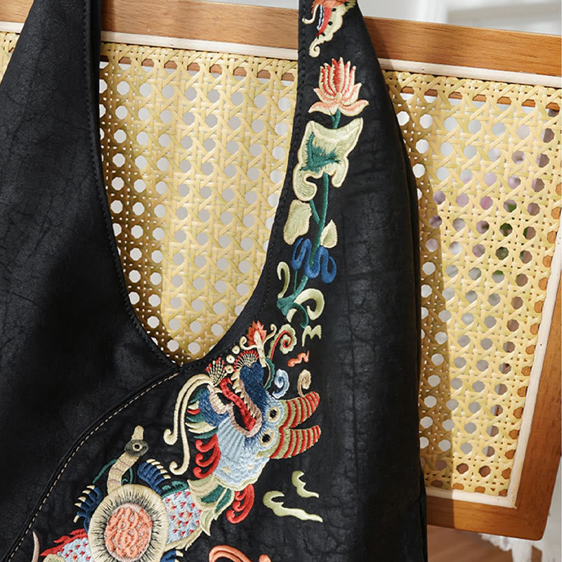 Buddha Stones Fish Flower Phoenix Embroidery Xiangyunsha Silk Shoulder Bag Shoulder Bag BS 7