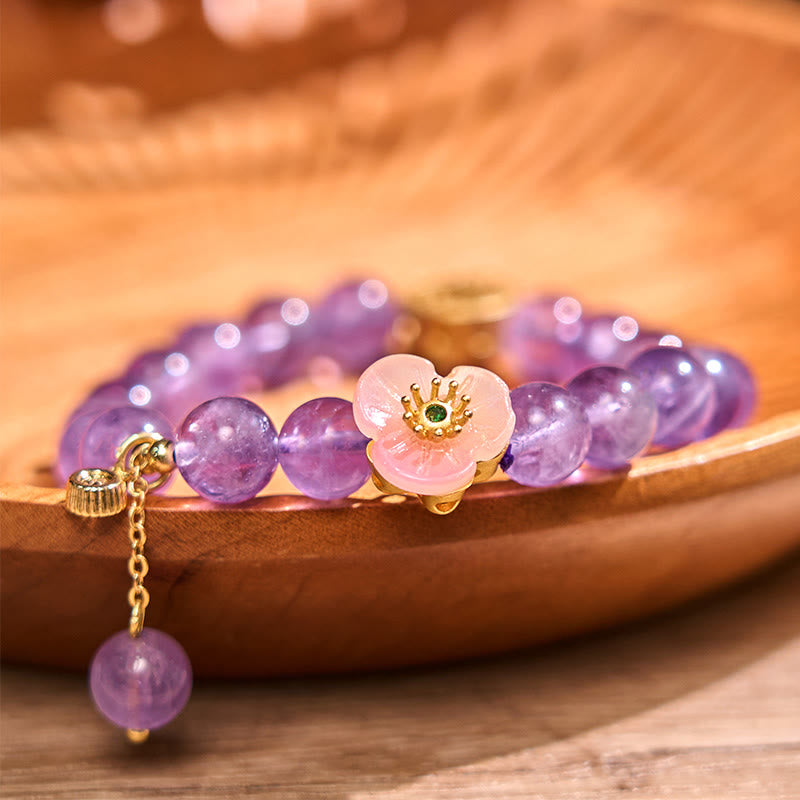 Foviel Amethyst Peach Blossom Fortune Meditation Bracelet