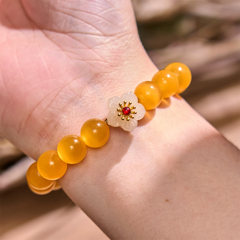 Foviel Cat's Eye Chrysoberyl Flower Love Bracelet