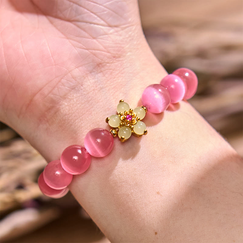 Foviel Cat's Eye Chrysoberyl Flower Love Bracelet