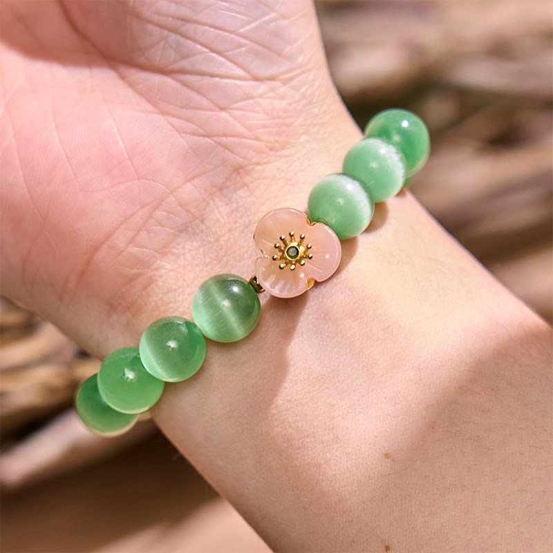 Foviel Cat's Eye Chrysoberyl Flower Love Bracelet