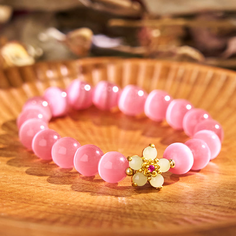 Foviel Cat's Eye Chrysoberyl Flower Love Bracelet