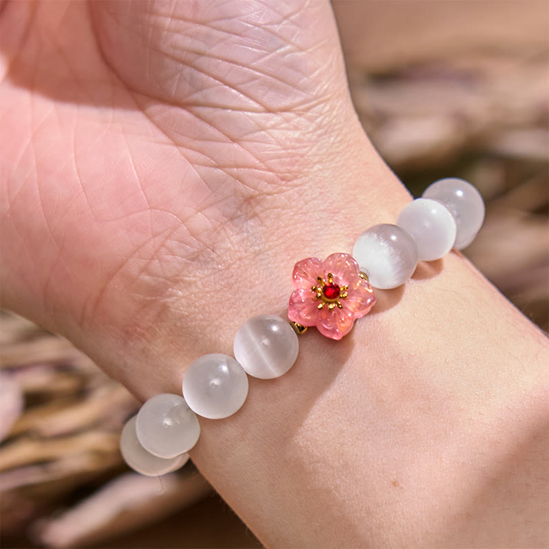 Foviel Cat's Eye Chrysoberyl Flower Love Bracelet