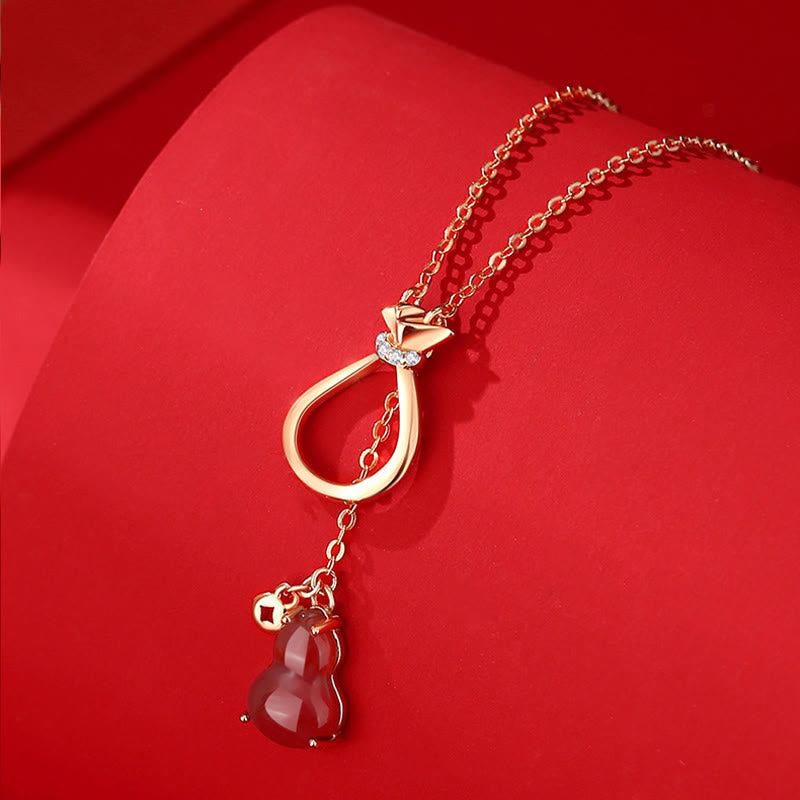 Buddha Stones Red Agate Chalcedony 925 Sterling Silver Gourd Lucky Bag Confidence Necklace Pendant Necklaces & Pendants BS Red Agate 925 Sterling Silver