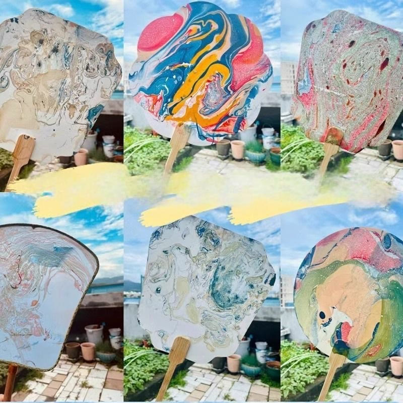 Buddha Stones DIY Chinese Lacquer Fan Blank Painting Handheld Fan Fan BS 4