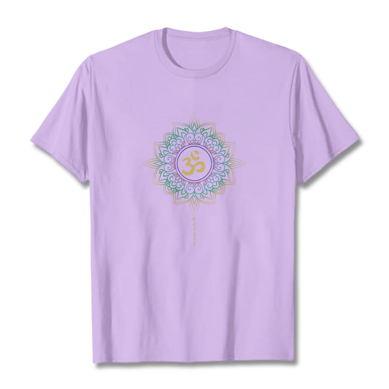 Foviel OM Yellow Green Gradient Lotus Cotton Tee T-shirt