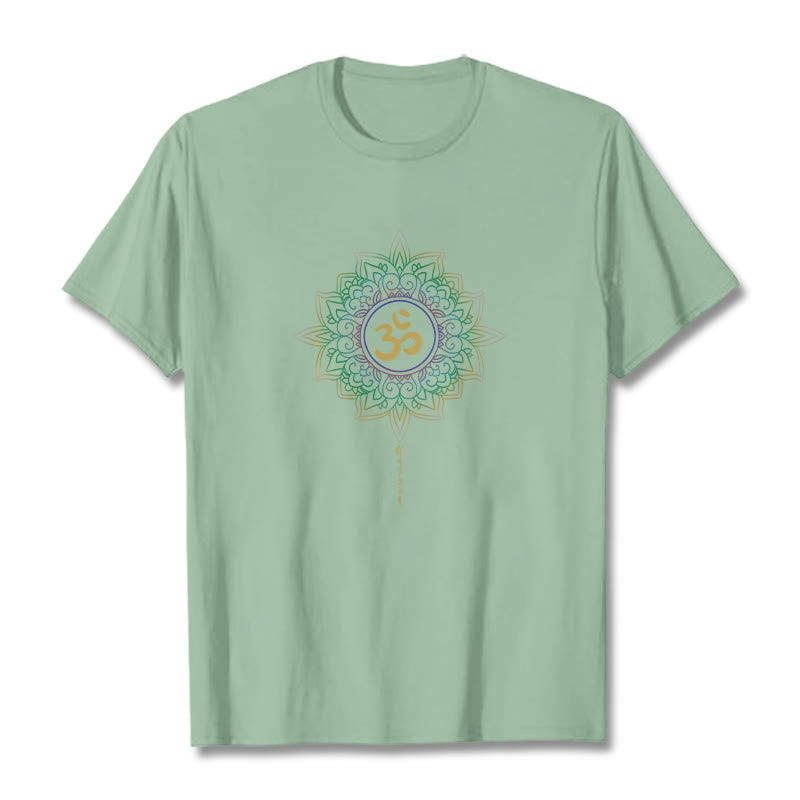 Foviel OM Yellow Green Gradient Lotus Cotton Tee T-shirt