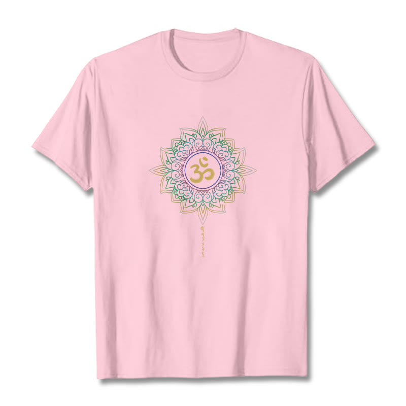 Foviel OM Yellow Green Gradient Lotus Cotton Tee T-shirt
