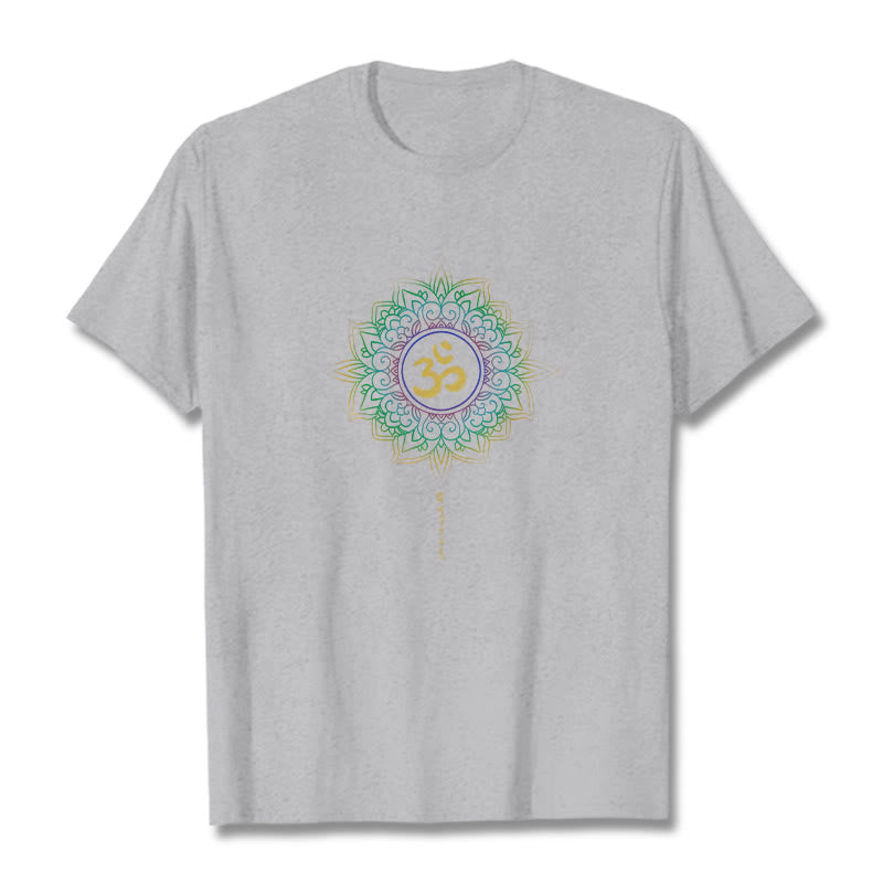 Foviel OM Yellow Green Gradient Lotus Cotton Tee T-shirt