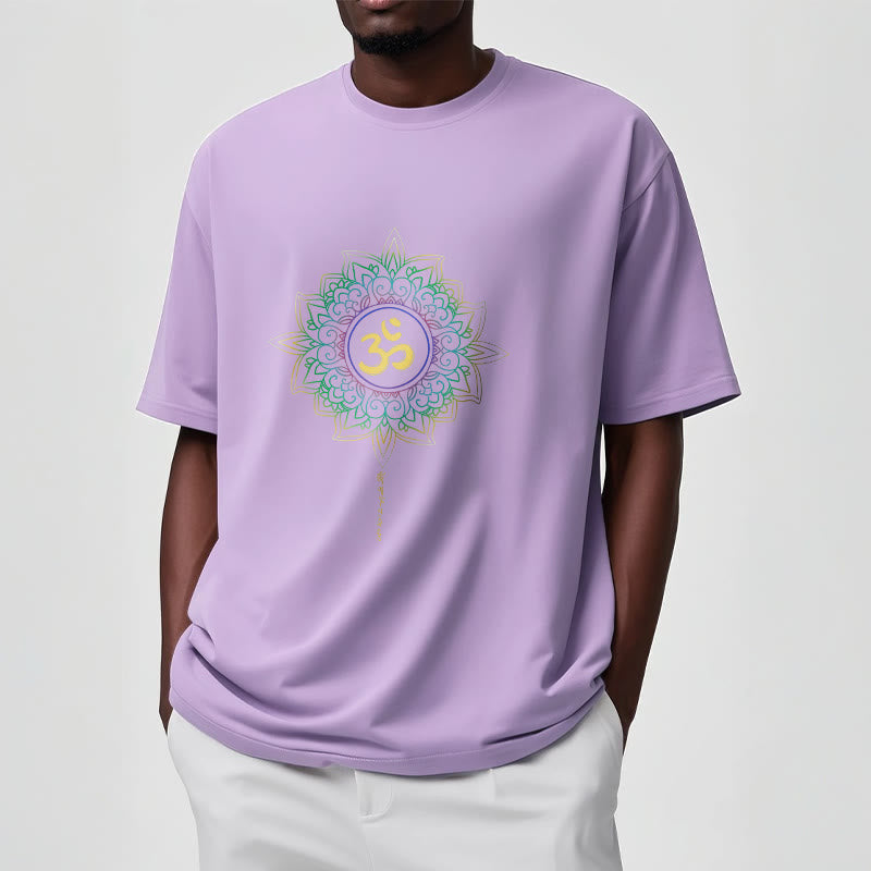 Foviel OM Yellow Green Gradient Lotus Cotton Tee T-shirt