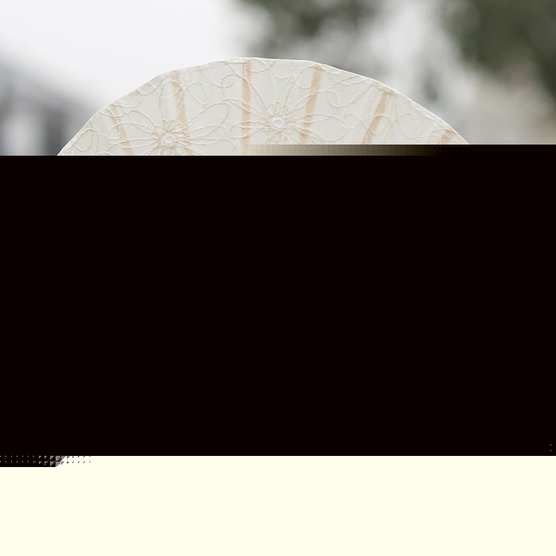 Buddha Stones Retro Large Flower Embroidery Shell Shape Tassels Handheld Bamboo Folding Fan Folding Fan BS 11