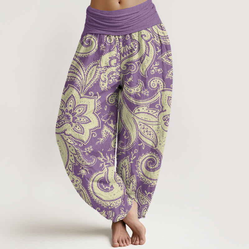 Buddha Stones Flowers Paisley Patterns Women's Elastic Waist Harem Pants - DarkOrchid - US22,UK/AU26,EU54 (6XL) - image 5