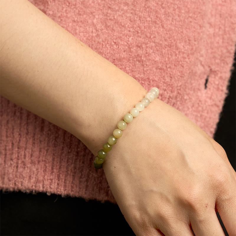 Buddha Stones Hetian Jade Gradient Color Abundance Bracelet - image 4