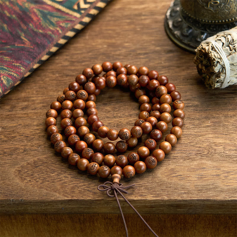 Buddha Stones 108 Mala Beads Lightning Struck Jujube Wood The Golden Light Mantra Protection Bracelet - image 5