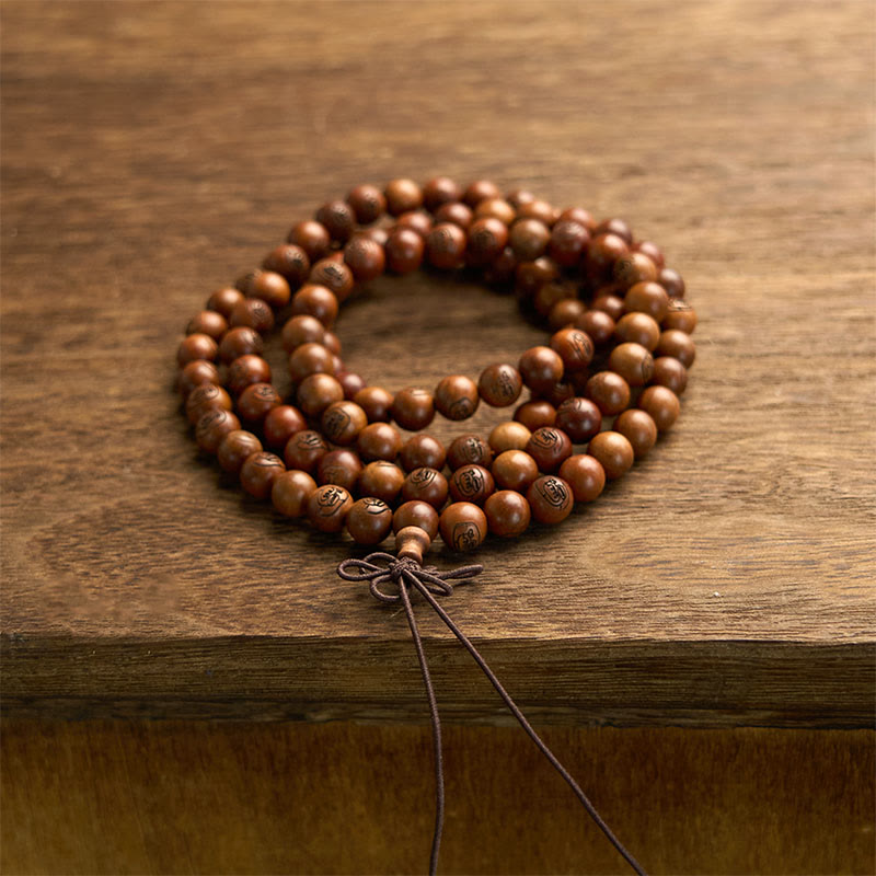 Buddha Stones 108 Mala Beads Lightning Struck Jujube Wood The Golden Light Mantra Protection Bracelet - image 7