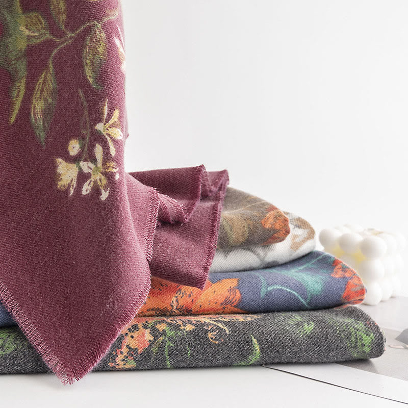 Buddha Stones Tibetan Multiflora Rose Print Pattern Design Shawl Fall Winter Cozy Warm Scarf Wrap - image 11