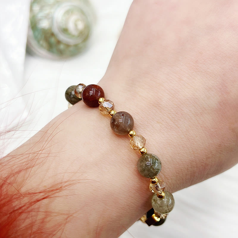 Foviel Natürliche farbige verstümmeltes Quarz Amethyst Schutzarmband