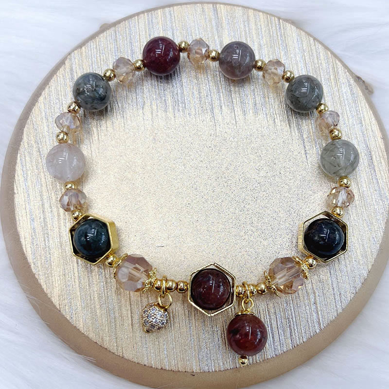 Foviel Natürliche farbige verstümmeltes Quarz Amethyst Schutzarmband