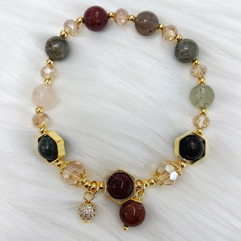 Foviel Natürliche farbige verstümmeltes Quarz Amethyst Schutzarmband