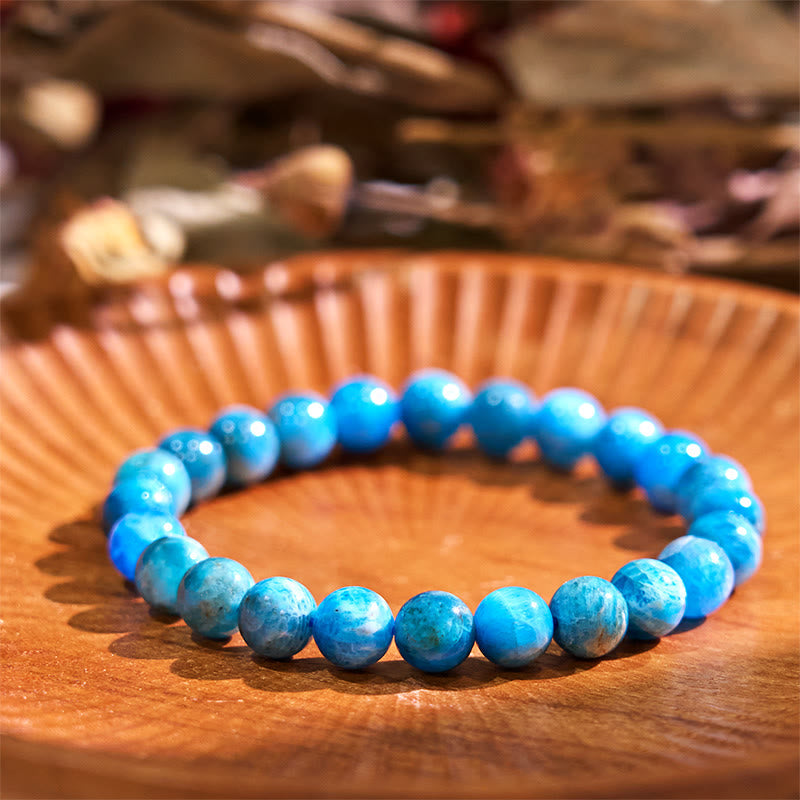 Buddha Stones Let The Past Go Blue Series Calm Tranquility Bracelet Bracelet BS Apatite(Wrist Circumference: 14-16cm)