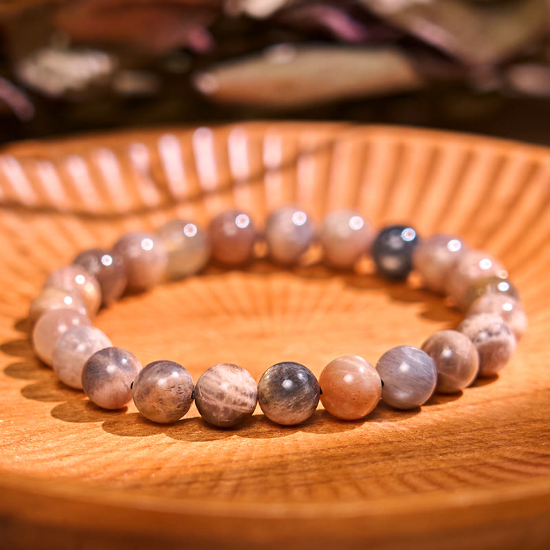 Buddha Stones Boost Vitality Warm Color Series Positive Courage Bracelet Bracelet BS Peach Moonstone(Wrist Circumference: 14-16cm)