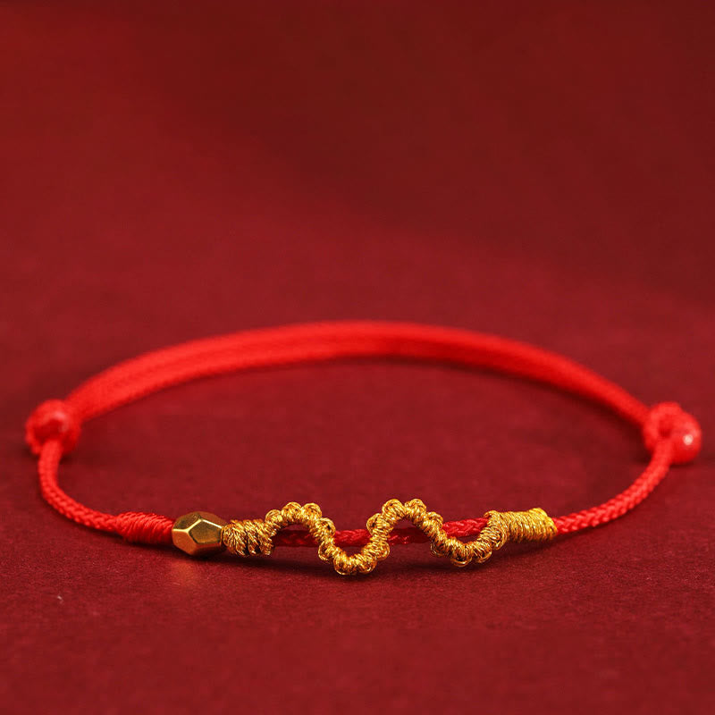 Buddha Stones 999 Gold Year of the Snake Handmade Luck Strength Braided Bracelet Anklet Bracelet Anklet BS 999 Gold Snake Anklet(Anklet Circumference 19-23cm)