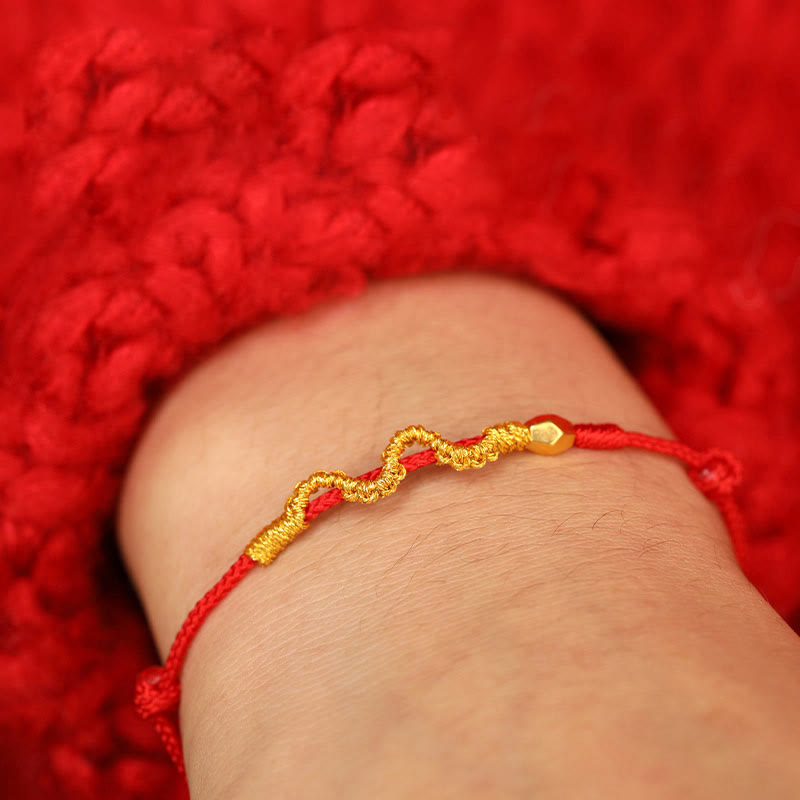 Buddha Stones 999 Gold Year of the Snake Handmade Luck Strength Braided Bracelet Anklet Bracelet Anklet BS 4