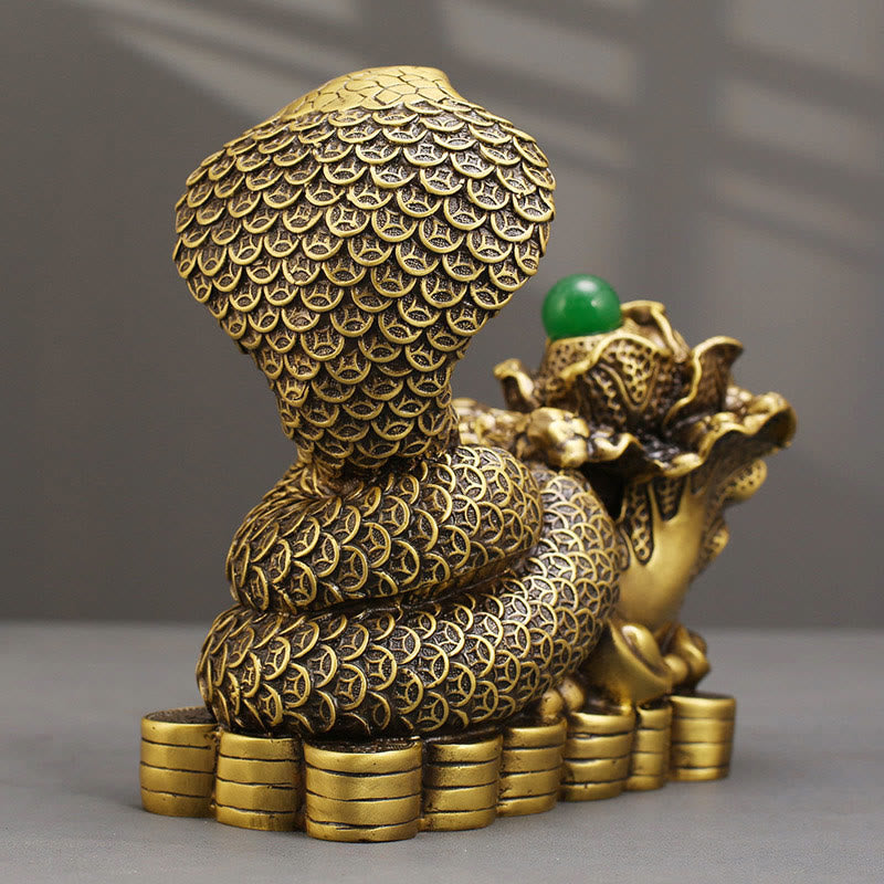 Buddha Stones Year Of The Snake Copper Coins Ingots Cabbage Brass Statue Home Decoration - image 2