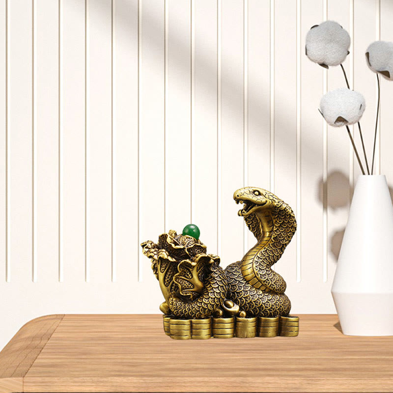 Buddha Stones Year Of The Snake Copper Coins Ingots Cabbage Brass Statue Home Decoration - image 11