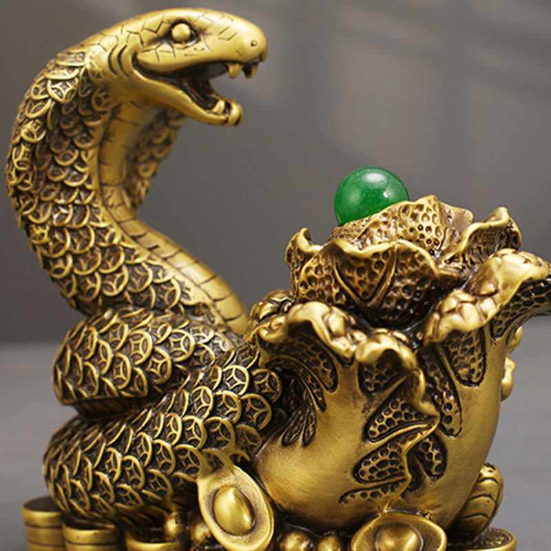 Buddha Stones Year Of The Snake Copper Coins Ingots Cabbage Brass Statue Home Decoration - image 5