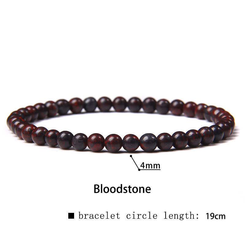 Buddha Stones 4mm Various Stone Crystal Mini Beads Healing Bracelet Bracelet BS Bloodstone 4mm(Wrist Circumference 14-17cm)