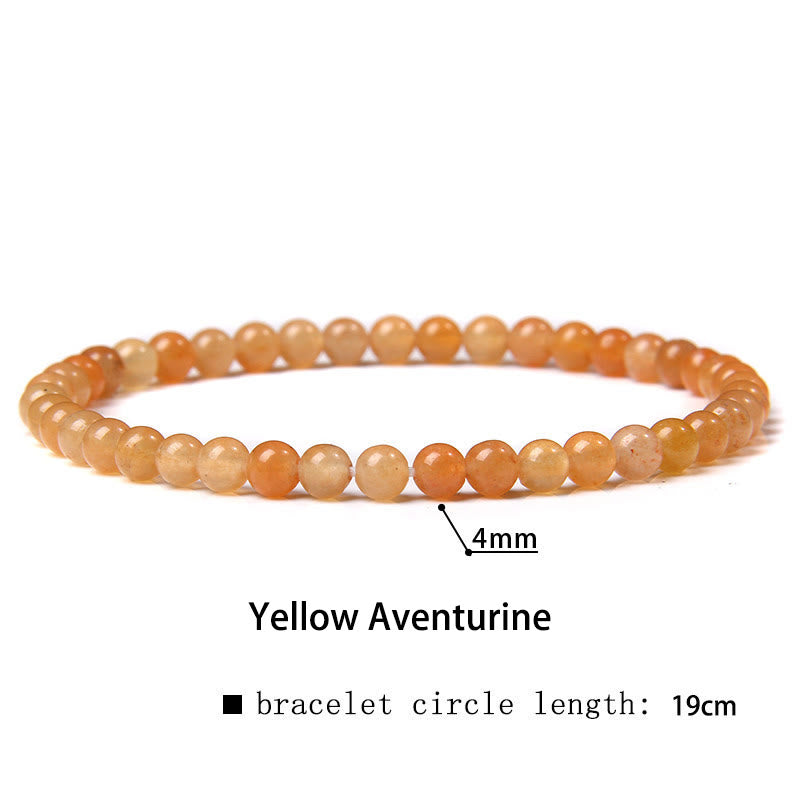Buddha Stones 4mm Various Stone Crystal Mini Beads Healing Bracelet Bracelet BS Yellow Aventurine 4mm(Wrist Circumference 14-17cm)
