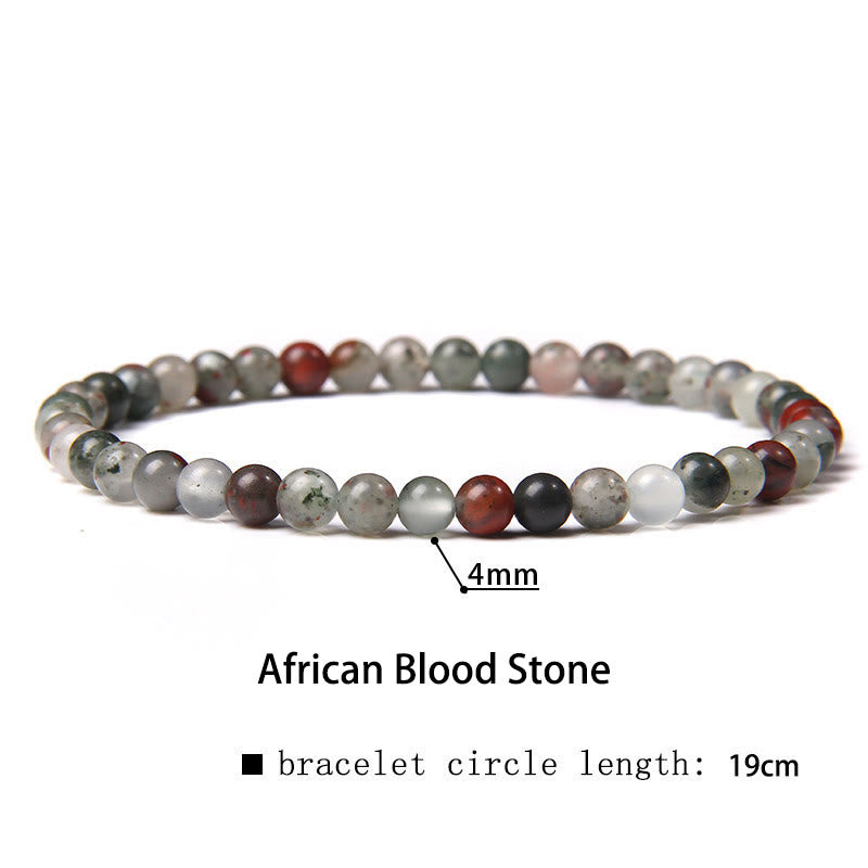 Buddha Stones 4mm Various Stone Crystal Mini Beads Healing Bracelet Bracelet BS African Blood Stone 4mm(Wrist Circumference 14-17cm)