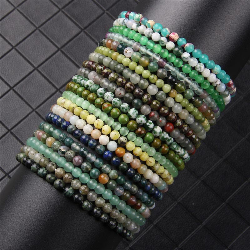 Buddha Stones 4mm Various Stone Crystal Mini Beads Healing Bracelet Bracelet BS 72