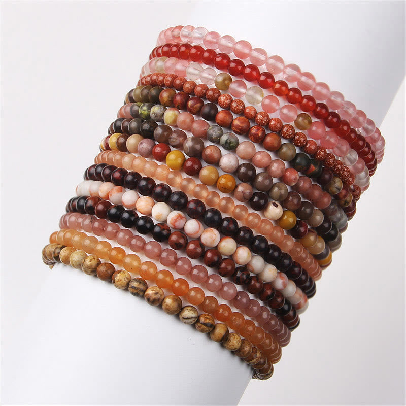 Buddha Stones 4mm Various Stone Crystal Mini Beads Healing Bracelet Bracelet BS 75
