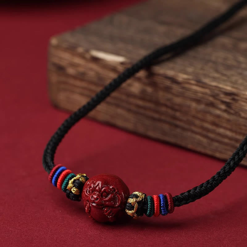 Buddha Stones Cinnabar Chinese Zodiac Black String Blessing Necklace Pendants Necklaces & Pendants BS 14