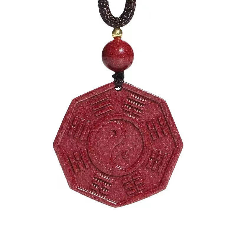 Foviel Natürliche Zinnober Bagua Taishang Laojun Fu Charakter Ruhig Halskette Anhänger