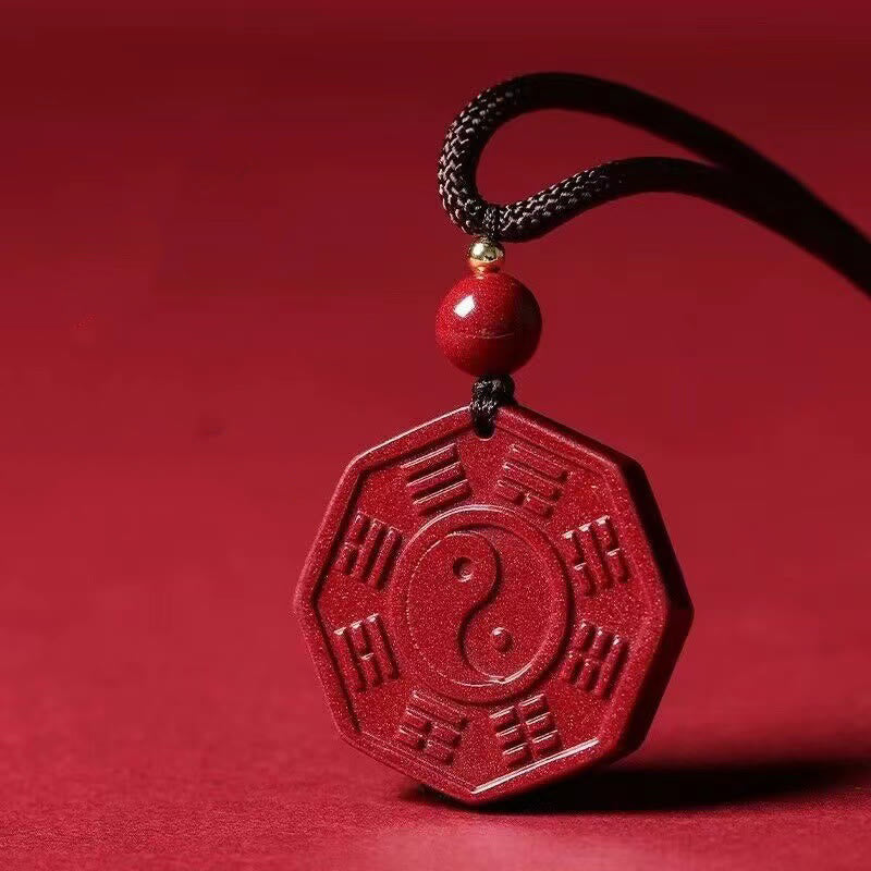 Foviel Natürliche Zinnober Bagua Taishang Laojun Fu Charakter Ruhig Halskette Anhänger
